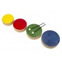 Set of 4 Colored Wooden Toms + 2 Beaters - 3+