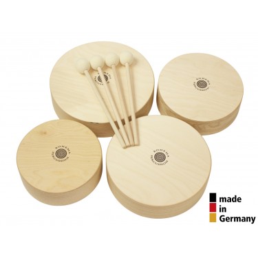 Set of 4 Wooden Toms + 4 Beaters - 3+